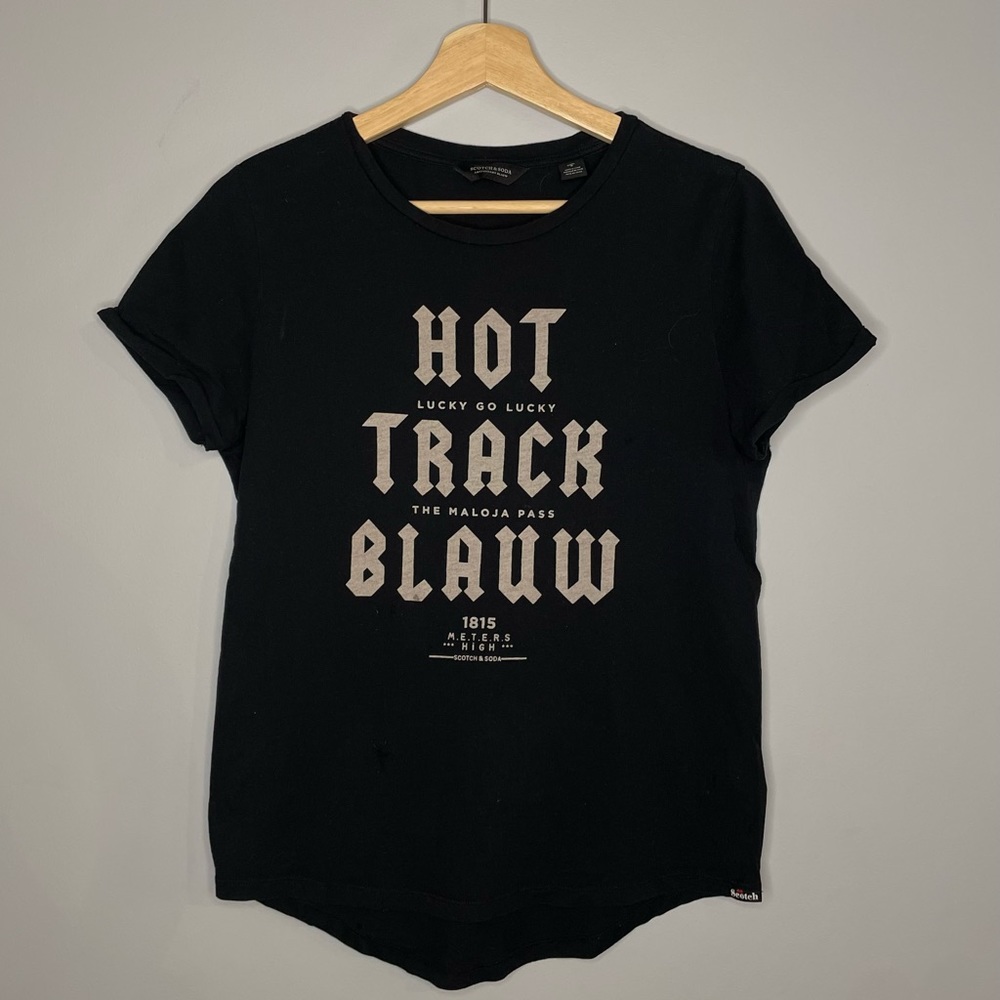 Scotch & Soda Black Printed Round Neck T-shirt